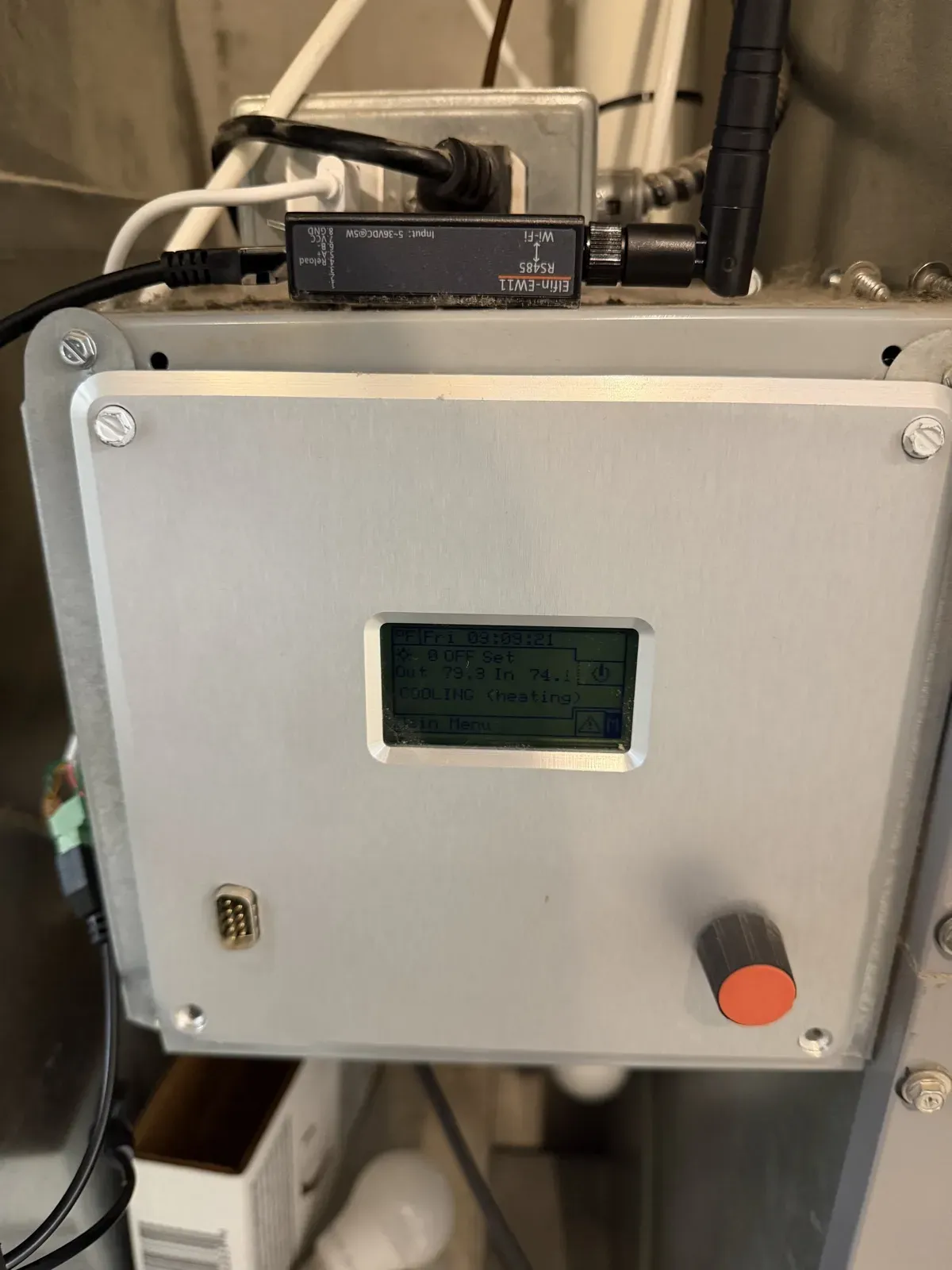Robur GAHP-AR DDC controller with an Elfin EW11 WiFi to RS-485 gateway running live