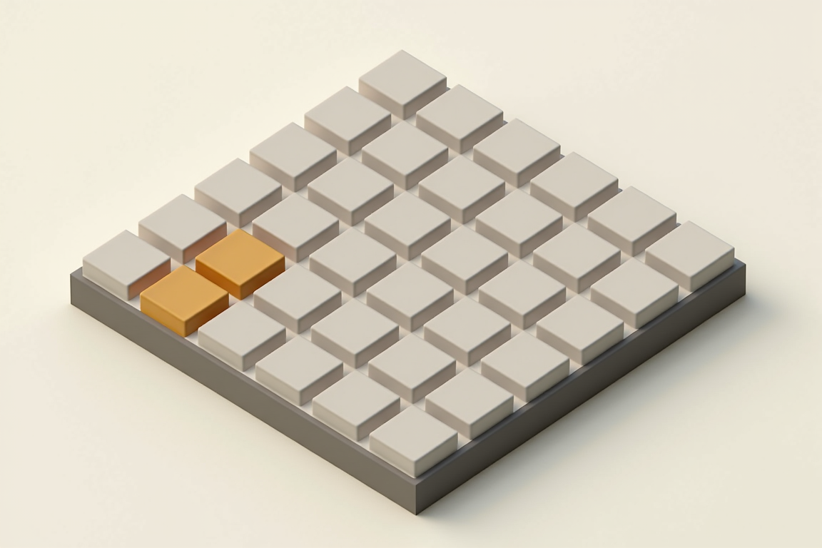 Quantization: coarse discrete height levels, the learned amber pattern still legible.