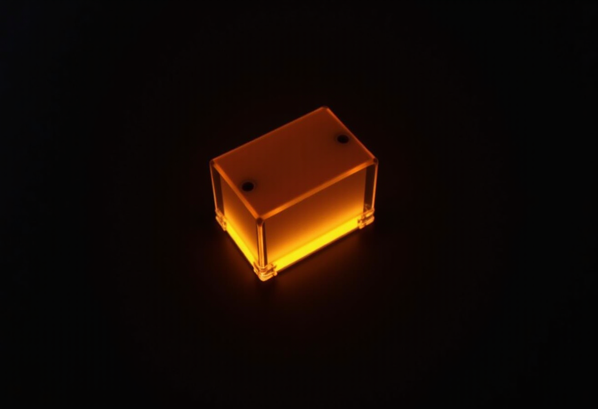 A glowing amber module on a dark surface, representing a model that fits its hardware slot cleanly